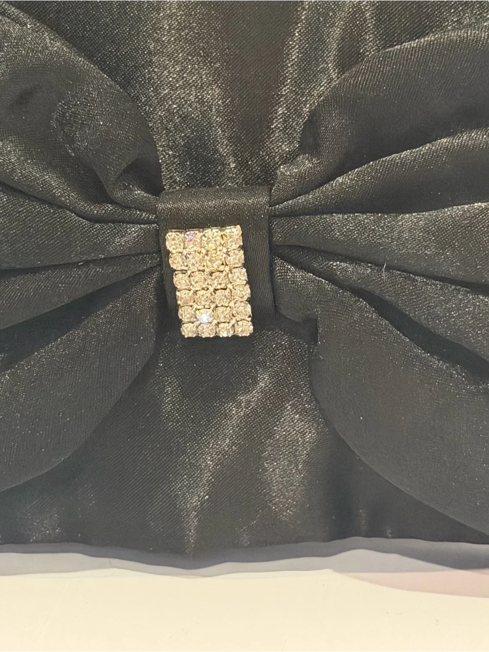 Vtg Black Evening Bag Zipper Top Jeweled Detail NWT 7 1/2” X 5”